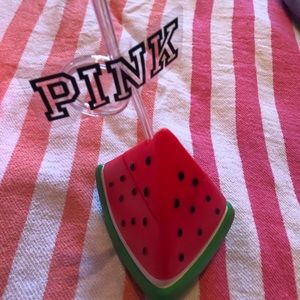 Pink watermelon cup and straw